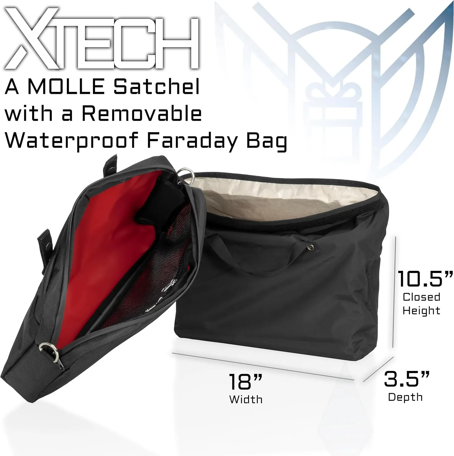 ~ Xecutive Transport Faraday Duffel Bag with Removable XTECH Pouch for Computer Towers and Other Large Electronics ~ Data Security for Executive Travel ~ Shoulder Strap Included