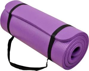 1 Inch Yoga Mat Thick Exercise Workout Mat with Extra Carry Strap Non-slip Fitness Mat Gym Pilates Mat for Stretching & Floor Home Workout Outdoor Training