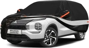 10 Layers SUV Car Cover Custom Fit for Mitsubishi Outlander (2005-2024) Waterproof All Weather for Automobiles, Outdoor Full Cover Sun UV Rain Protection with Cotton.Black