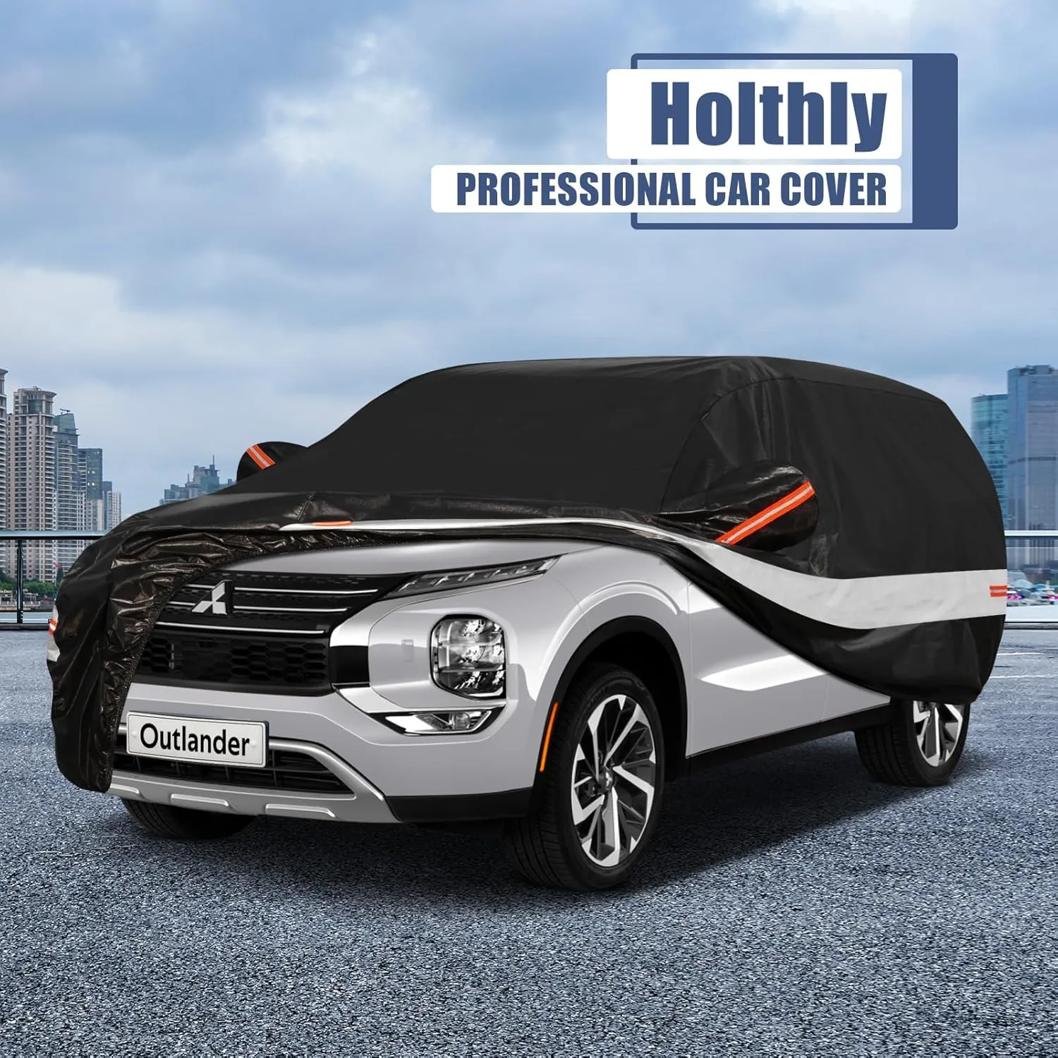 10 Layers SUV Car Cover Custom Fit for Mitsubishi Outlander (2005-2024) Waterproof All Weather for Automobiles, Outdoor Full Cover Sun UV Rain Protection with Cotton.Black