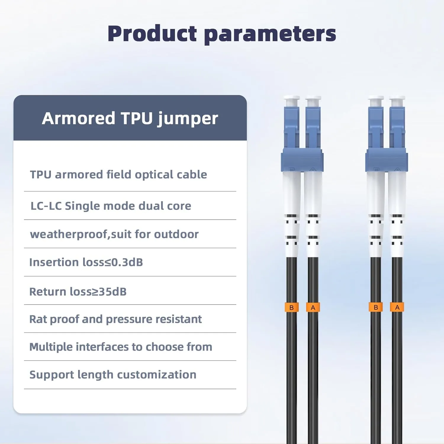 100M LC to LC Outdoor Armored Duplex SM Fiber Optic Cable Jumper Optical Patch Cord Singlemode 9/125 100Meters 328ft LC-LC