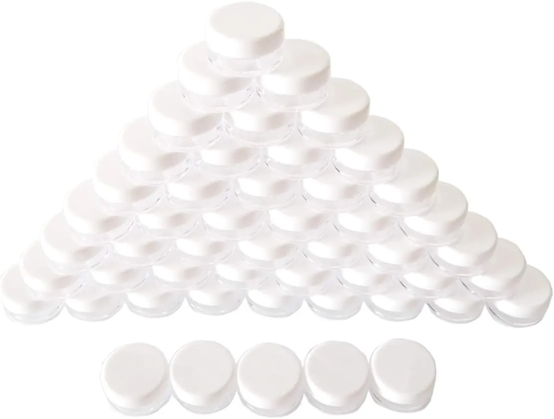 100pcs Clear Cosmetic Jars, 5g Transparent Plastic Rectangular Cream Containers with Lid, Ideal for Makeup, Lip Balm, Lotion, Craft Items