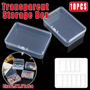 10PCS 11.5cm Clear Plastic Rectangular Storage Box Parts Organizer Container