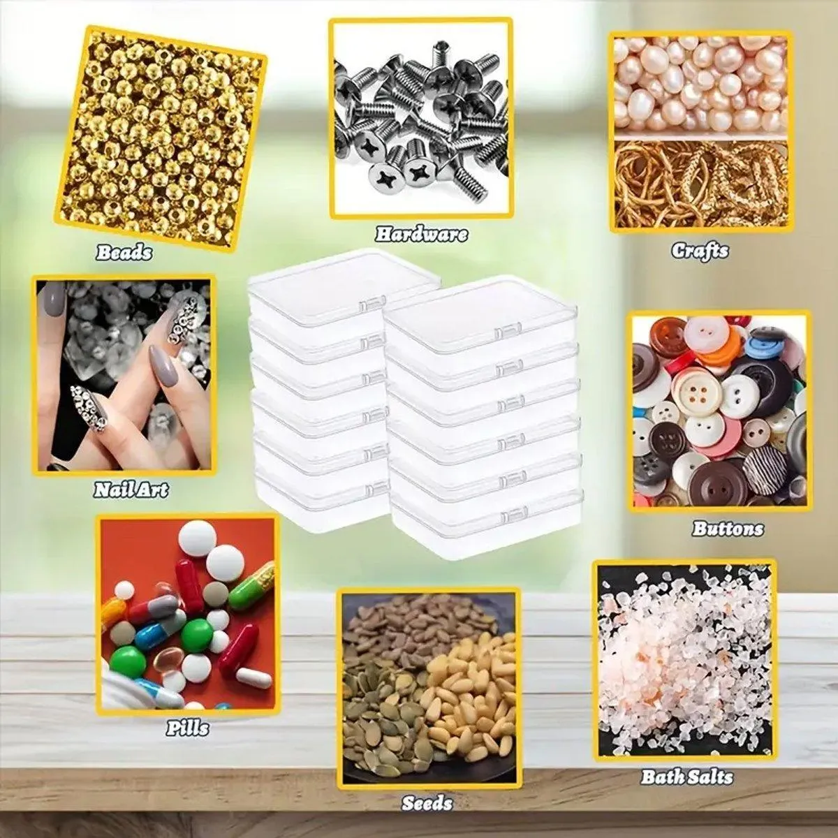 10PCS 11.5cm Clear Plastic Rectangular Storage Box Parts Organizer Container