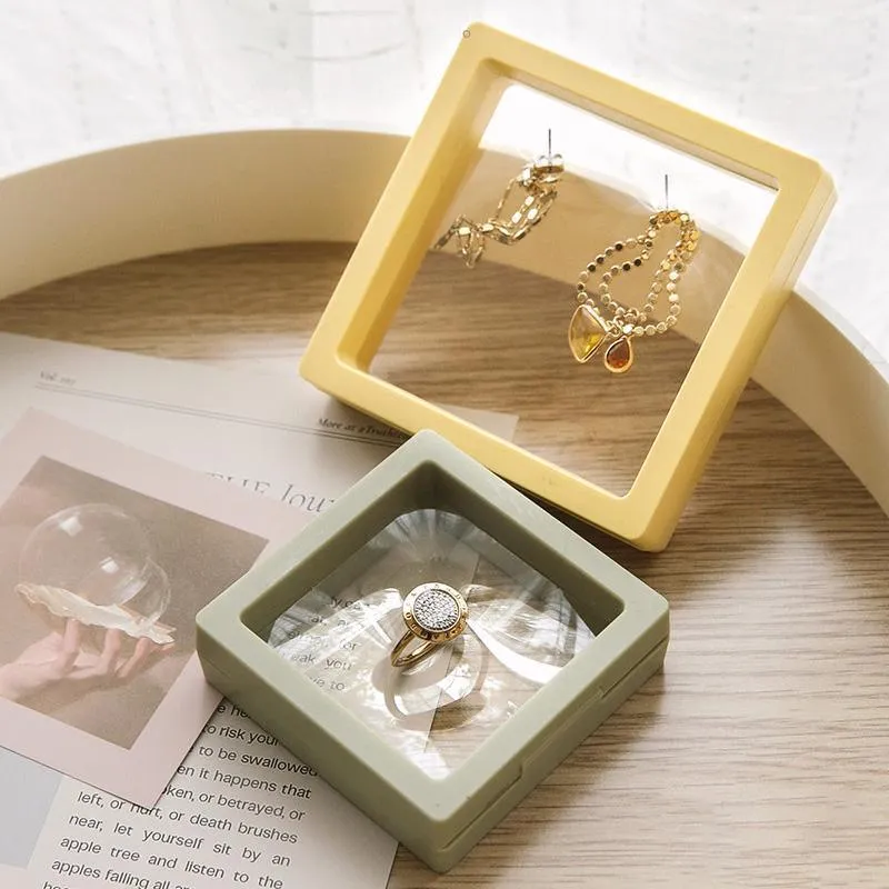 10pcs Transparent Jewelry Storage Box PE Film Display Case Gift Boxes Holder