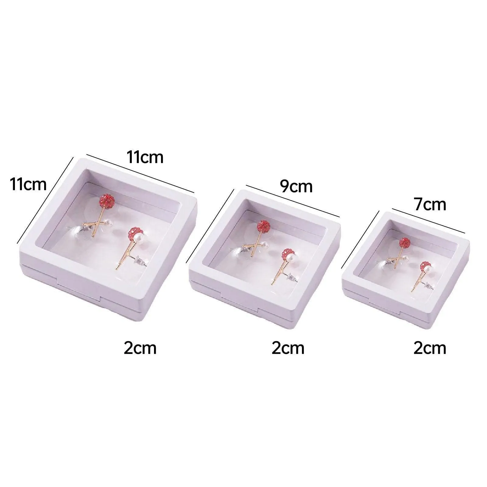 10pcs Transparent Jewelry Storage Box PE Film Display Case Gift Boxes Holder