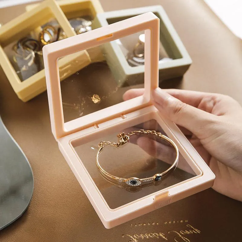 10pcs Transparent Jewelry Storage Box PE Film Display Case Gift Boxes Holder