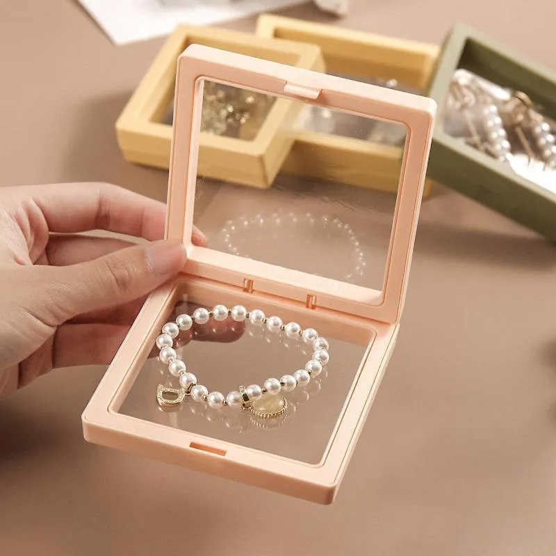 10pcs Transparent Jewelry Storage Box PE Film Display Case Gift Boxes Holder
