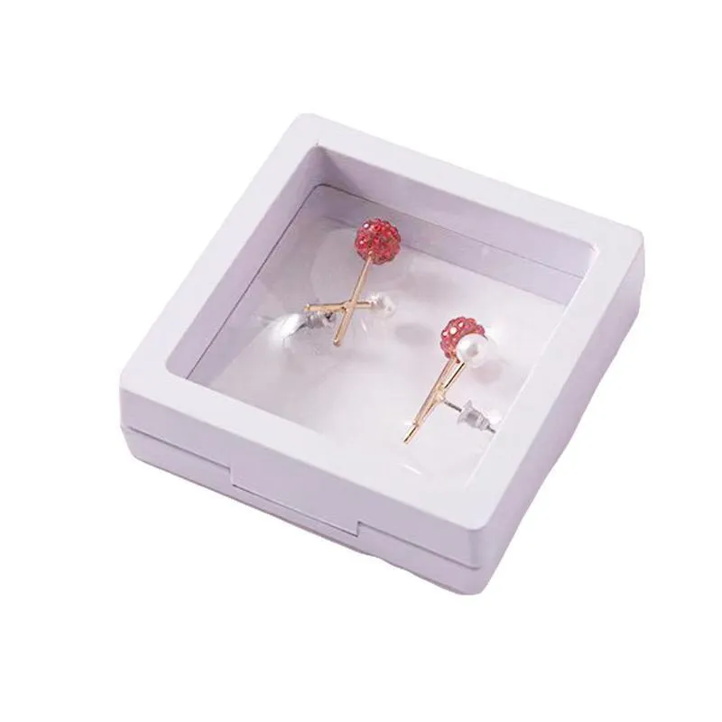 10pcs Transparent Jewelry Storage Box PE Film Display Case Gift Boxes Holder