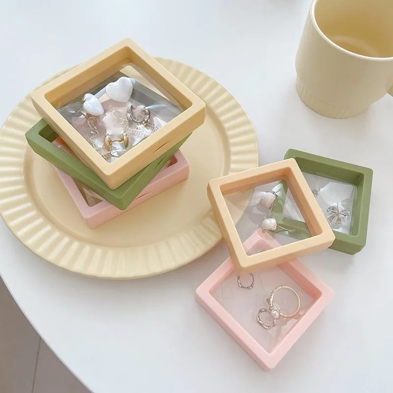 10pcs Transparent Jewelry Storage Box PE Film Display Case Gift Boxes Holder