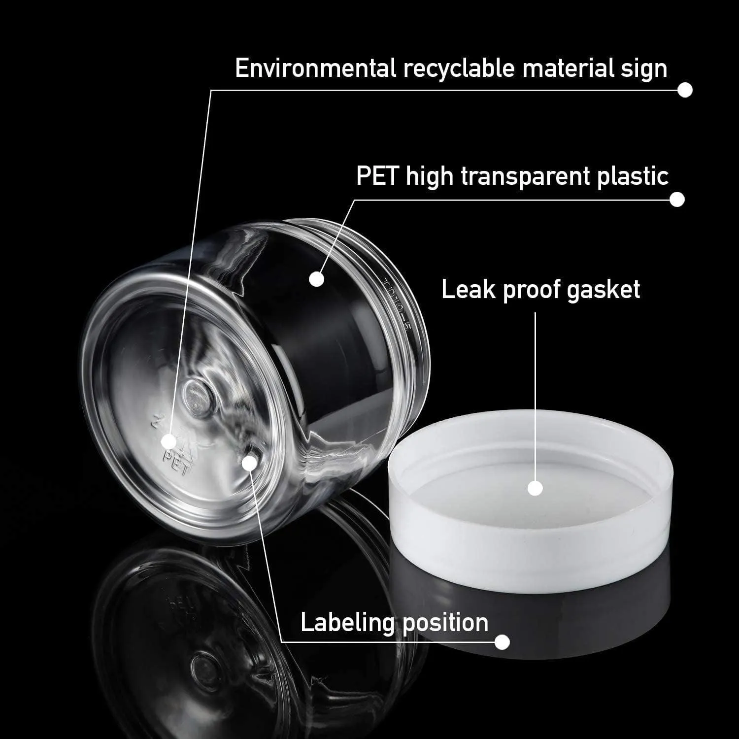 10pcs Transparent Wide Mouth Plastic Jars with Cap Skin Care Cream Containers