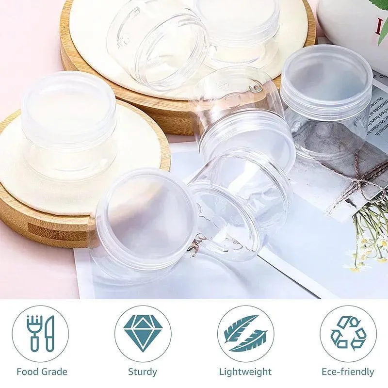 10pcs Transparent Wide Mouth Plastic Jars with Cap Skin Care Cream Containers