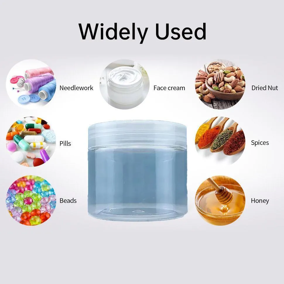 10pcs Transparent Wide Mouth Plastic Jars with Cap Skin Care Cream Containers