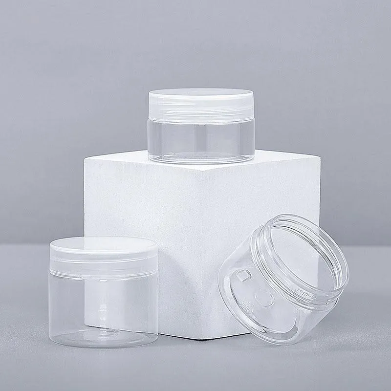 10pcs Transparent Wide Mouth Plastic Jars with Cap Skin Care Cream Containers