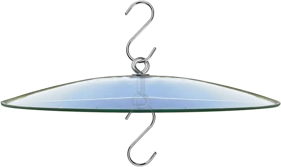 10" Glass Rain Cover for Wild Bird Feeder Outdoors - Weather Guard S Hook Hanging - Protective Dome Baffle - Clear (Dia. 25CM)