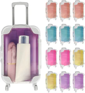 12 Pack Mini Suitcase Party Favor Box, Luggage Storage Box Empty Candy False Eyelashes Tray Tiny Suitcase, Cute Clear Tiny Packaging Box for Travel Theme Party and Celebrations
