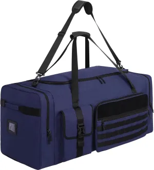 130L Extra Large 36" Heavy Duty Sports Gym and Travel Duffel Bag - Oversized Equipment Gear Bag for Basketball, Baseball, Hockey, Football, Helmets, and Pads - Durable, Giant (Blue)