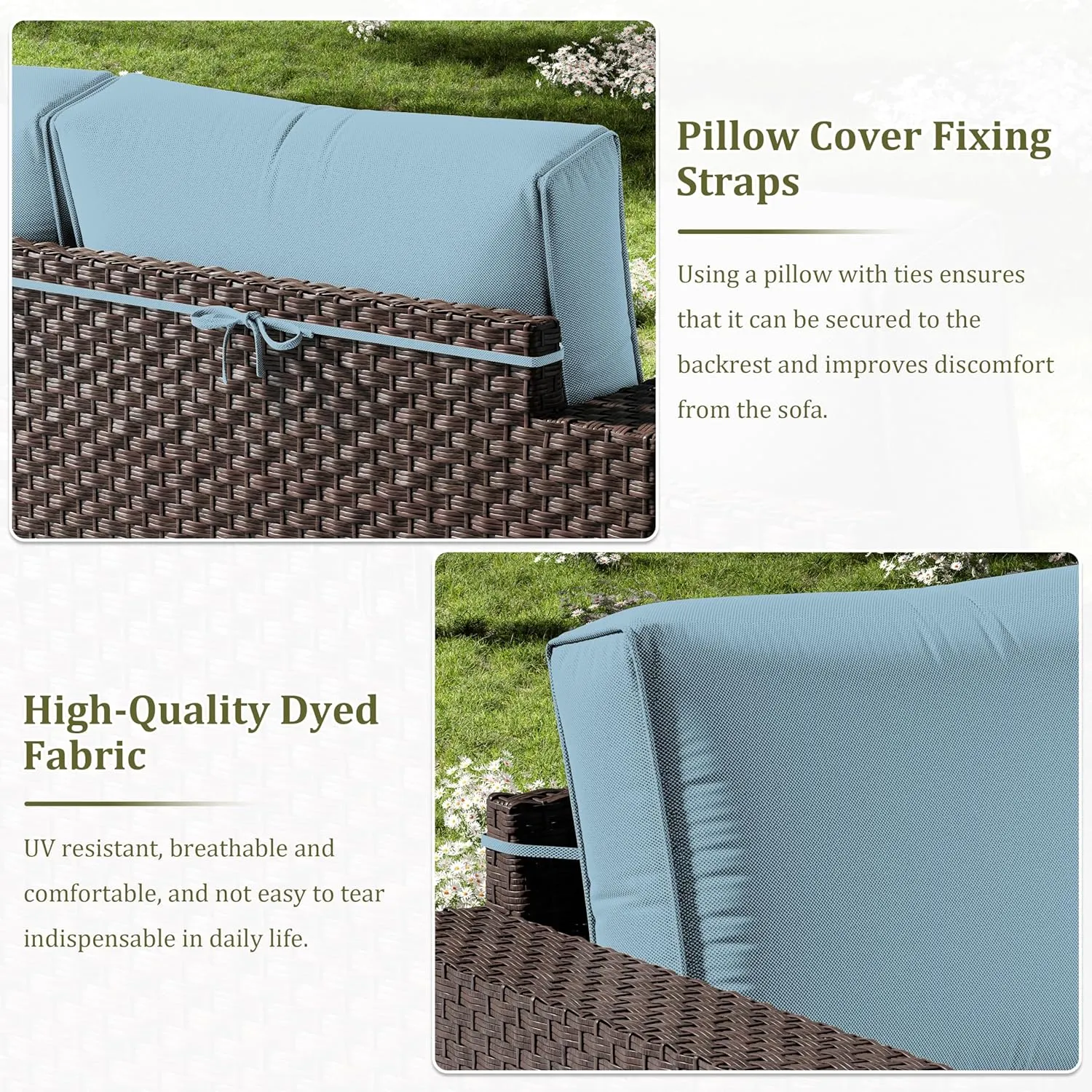 14 Pcs Outdoor Cushion Slipcovers All-Weather Patio Cushion Covers, Replacement Waterproof with Zipper for Patio Furniture, Sectional Couch 3 Sizes, Covers Only