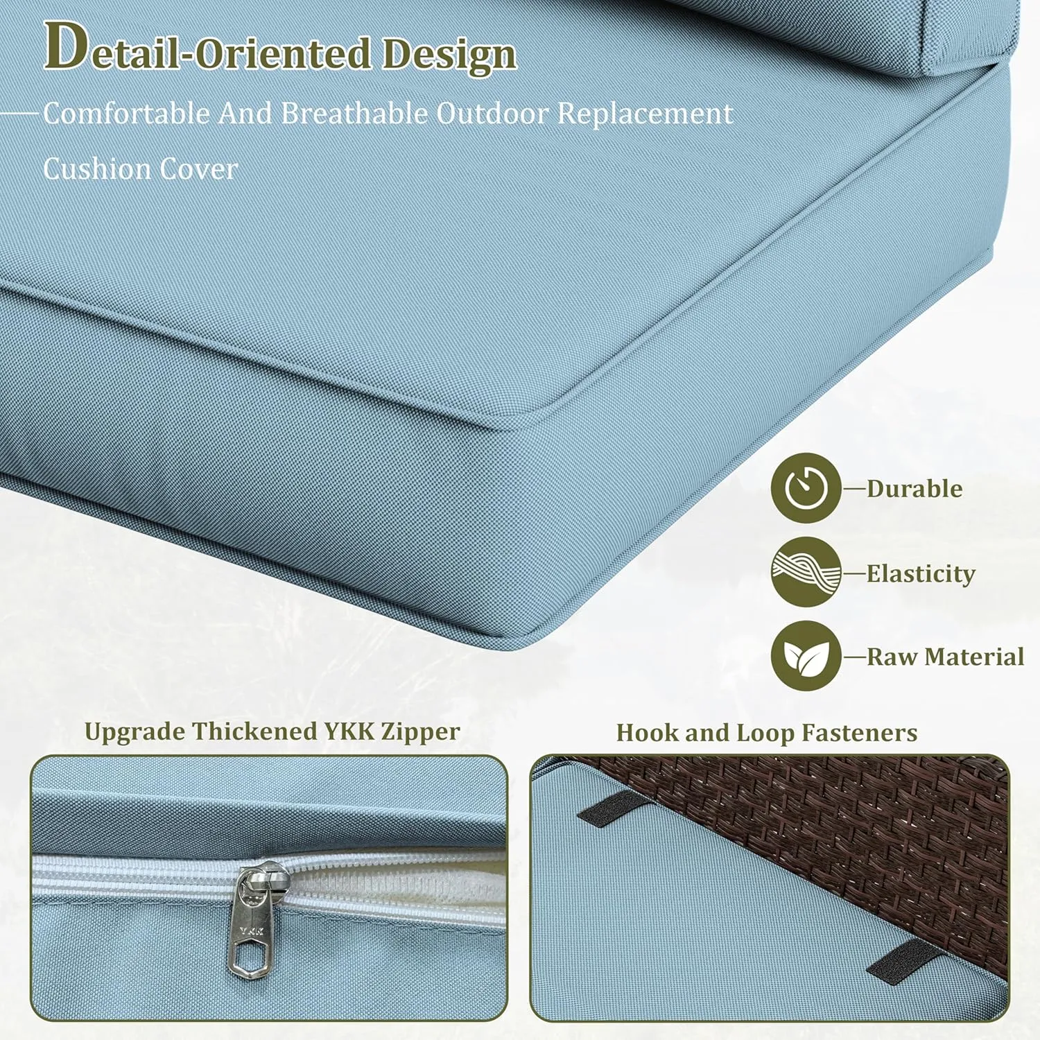 14 Pcs Outdoor Cushion Slipcovers All-Weather Patio Cushion Covers, Replacement Waterproof with Zipper for Patio Furniture, Sectional Couch 3 Sizes, Covers Only
