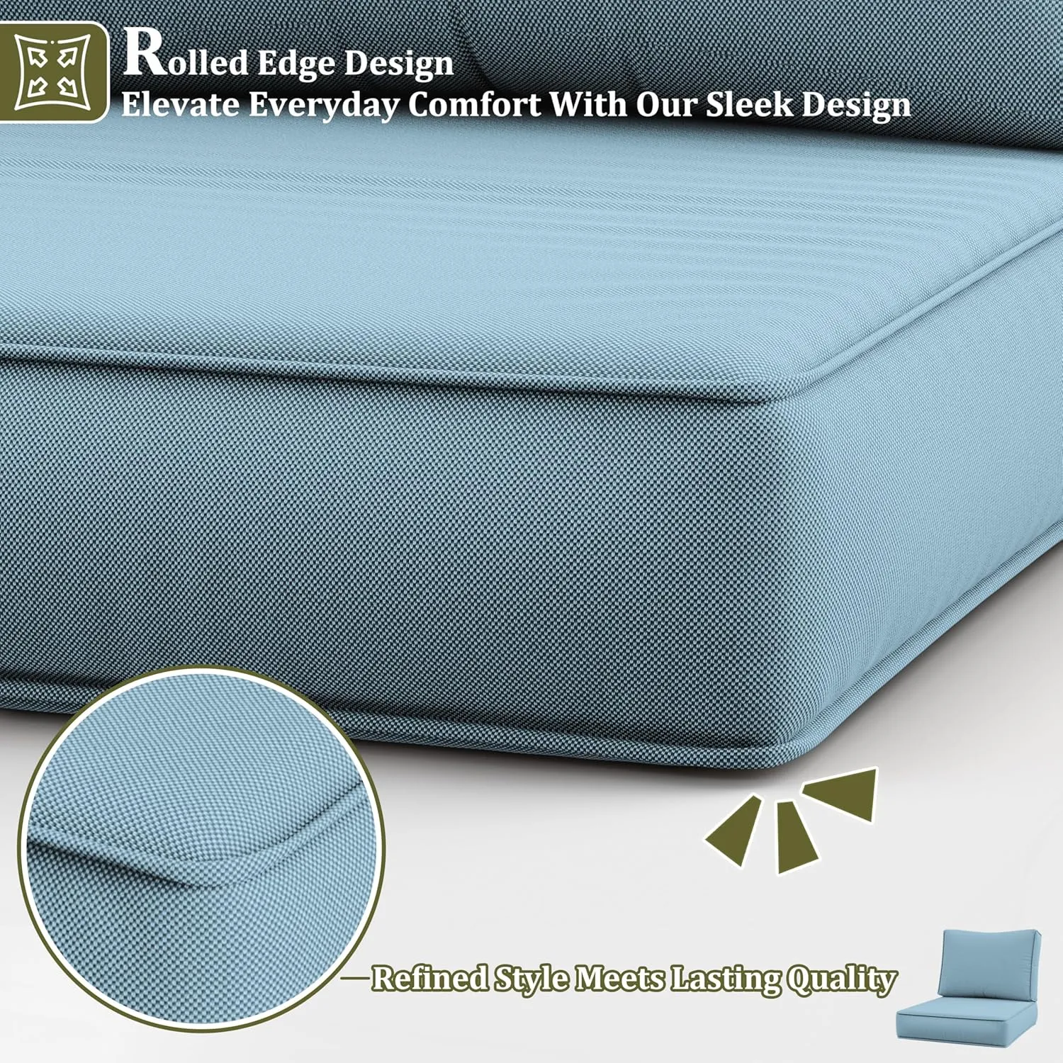 14 Pcs Outdoor Cushion Slipcovers All-Weather Patio Cushion Covers, Replacement Waterproof with Zipper for Patio Furniture, Sectional Couch 3 Sizes, Covers Only