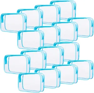 16 PCS Clear Makeup Bags TSA Approved Toiletry Bag for Travel,Transparent Cosmetic Bags Bulk, Waterproof Clear Zipper Pouches for Women Men Vacation Business Trip Home