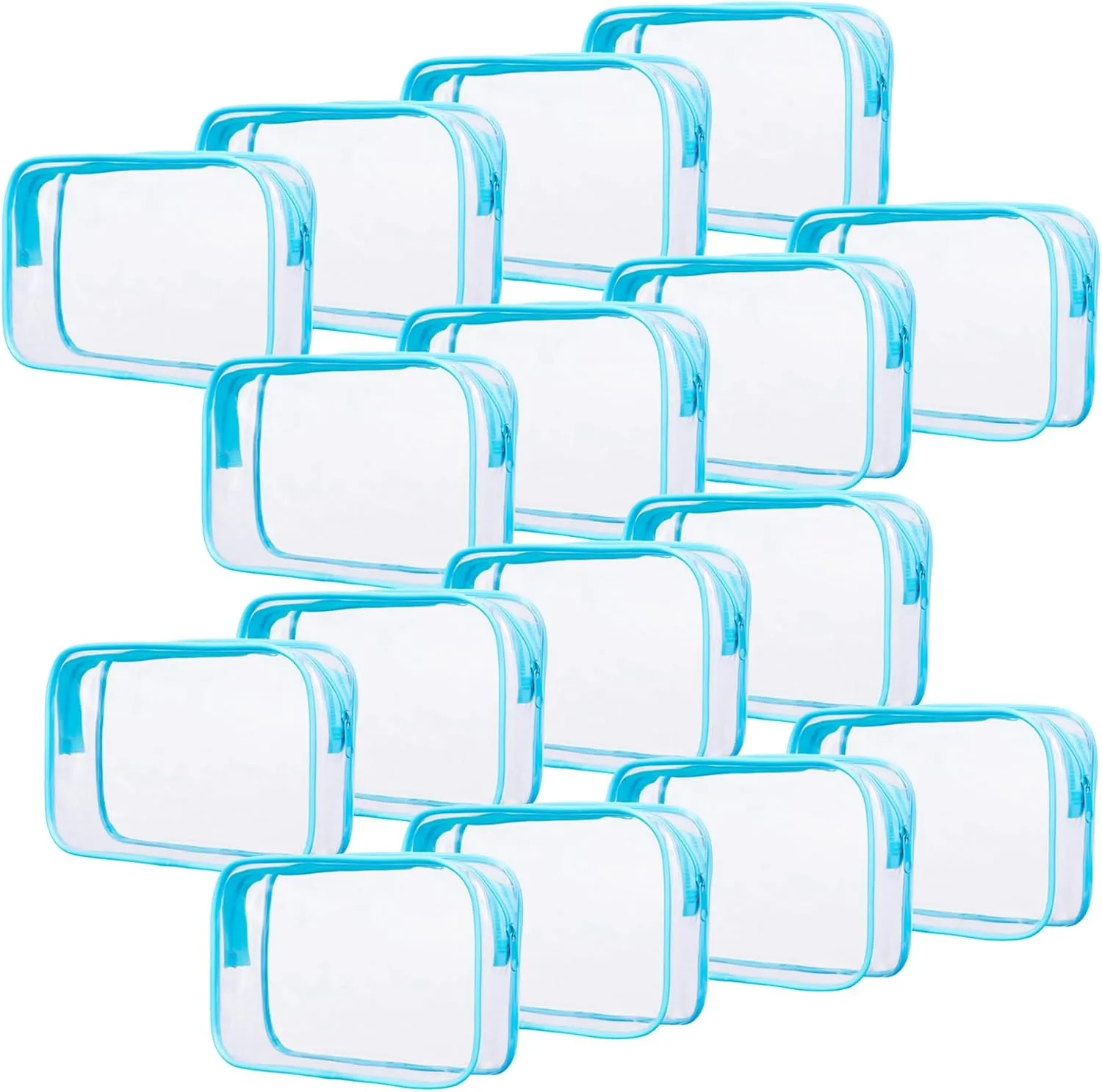 16 PCS Clear Makeup Bags TSA Approved Toiletry Bag for Travel,Transparent Cosmetic Bags Bulk, Waterproof Clear Zipper Pouches for Women Men Vacation Business Trip Home