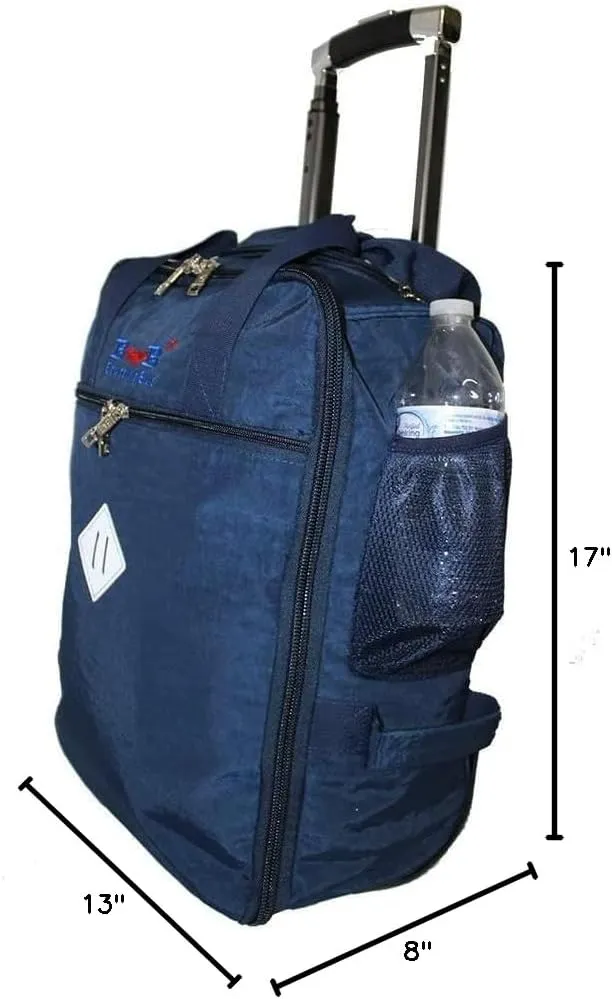 17x13x8 Inches JetBlue Airlines Rolling Personal Item Underseat Travel Bag - Suitable for Major Airlines including Spirit, Jetblue, Frontier, and American - Duffel Bag Design (Navy)