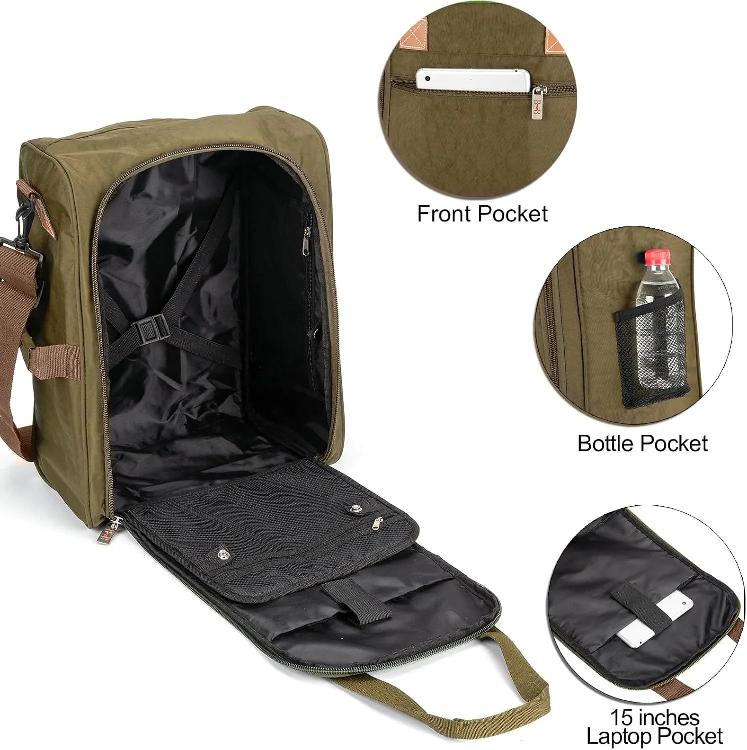 17X13X8 Inches JetBlus Airlines Personal Item Under Seat Duffel bag Suitable for Major Airlines including Spirit, Jetblue, Frontier, and American - Duffel Bag Design (Beige)