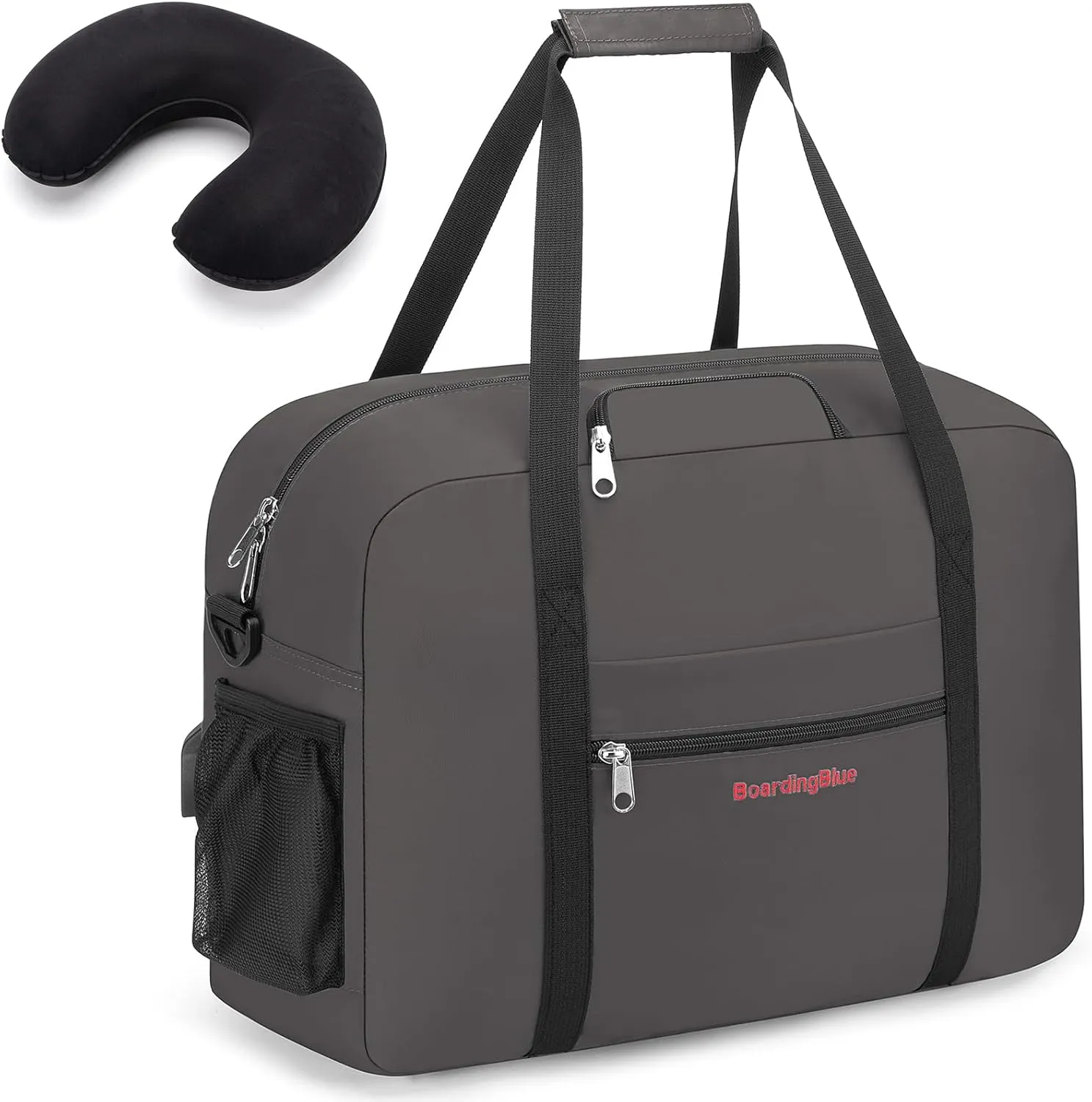 17X13X8 Inches JetBlus Airlines Personal Item Under Seat Duffel Bag With Free Pillow And USB Port Suitable for Major Airlines including Spirit, Jetblue, Frontier, and American (Grey)