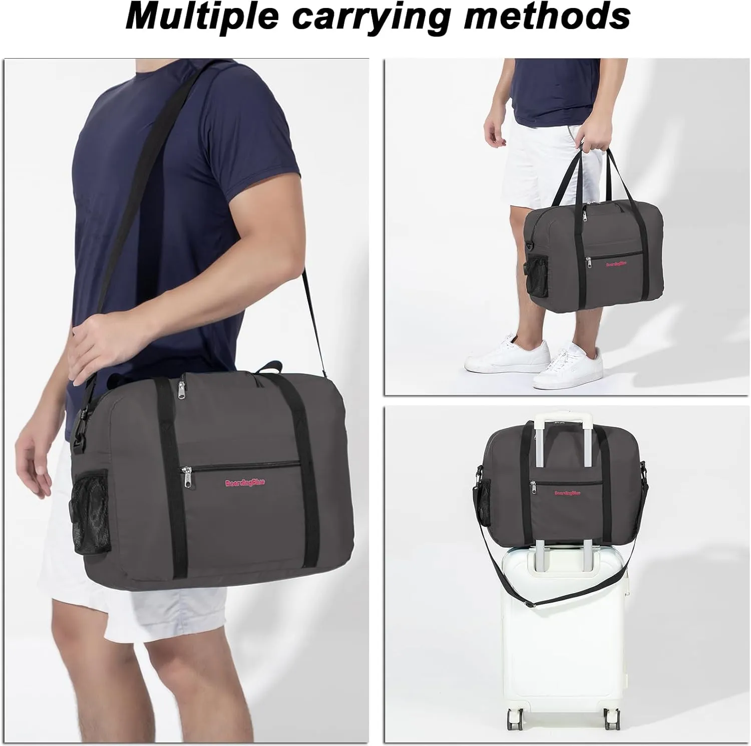 17X13X8 Inches JetBlus Airlines Personal Item Under Seat Duffel Bag With Free Pillow And USB Port Suitable for Major Airlines including Spirit, Jetblue, Frontier, and American (Grey)