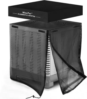 2 in 1 Air Conditioner Covers for Outside Units,Full Mesh & Detachable Waterproof Top AC Unit Defender Cover for All Season,Protect from Leaves,Snow & Dust 24"*24"*28"