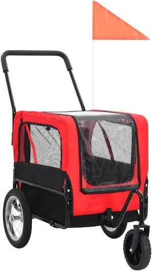 2-in-1 Pet Bike Trailer & Jogging Stroller, Convertible Design with Safety Features, Black