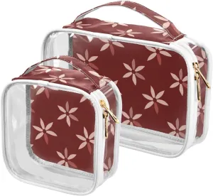 2 Pack clear toiletry bag travel TSA approved transparent bag travel cosmetic shaving essentials Windmill Flower Danish Darkred Holiday