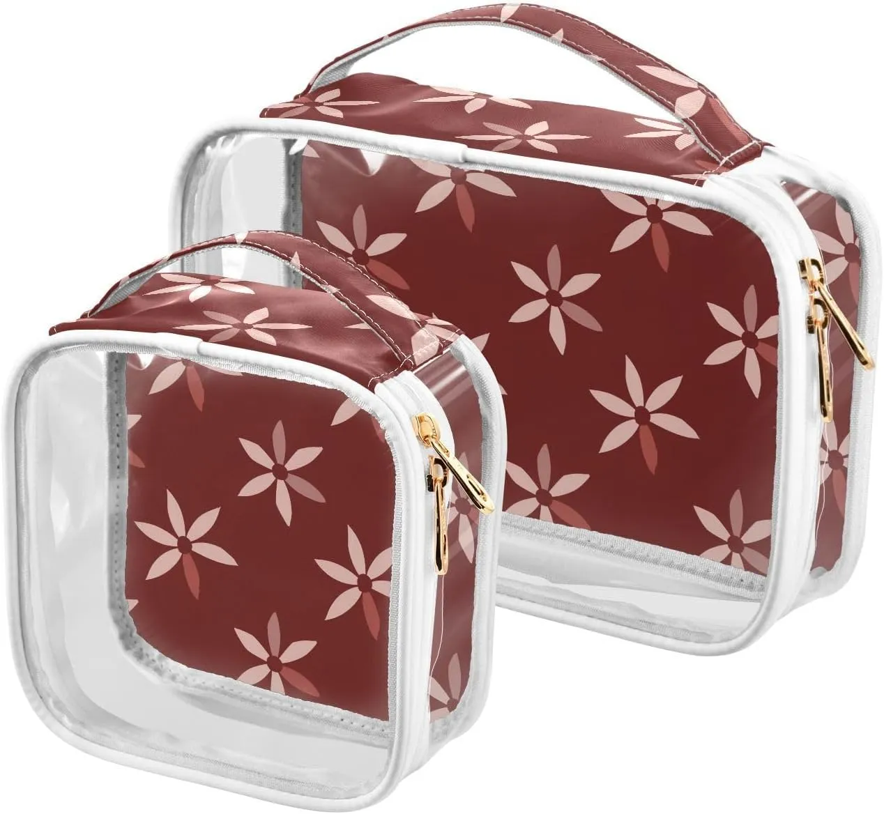 2 Pack clear toiletry bag travel TSA approved transparent bag travel cosmetic shaving essentials Windmill Flower Danish Darkred Holiday