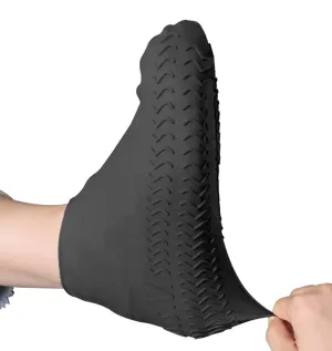 2 PCS Reusable Shoes Cover for Rain, Silicone Shoes Covers for Men Women, Non-Slip Outdoor Waterproof Shoe Protectors Black Large