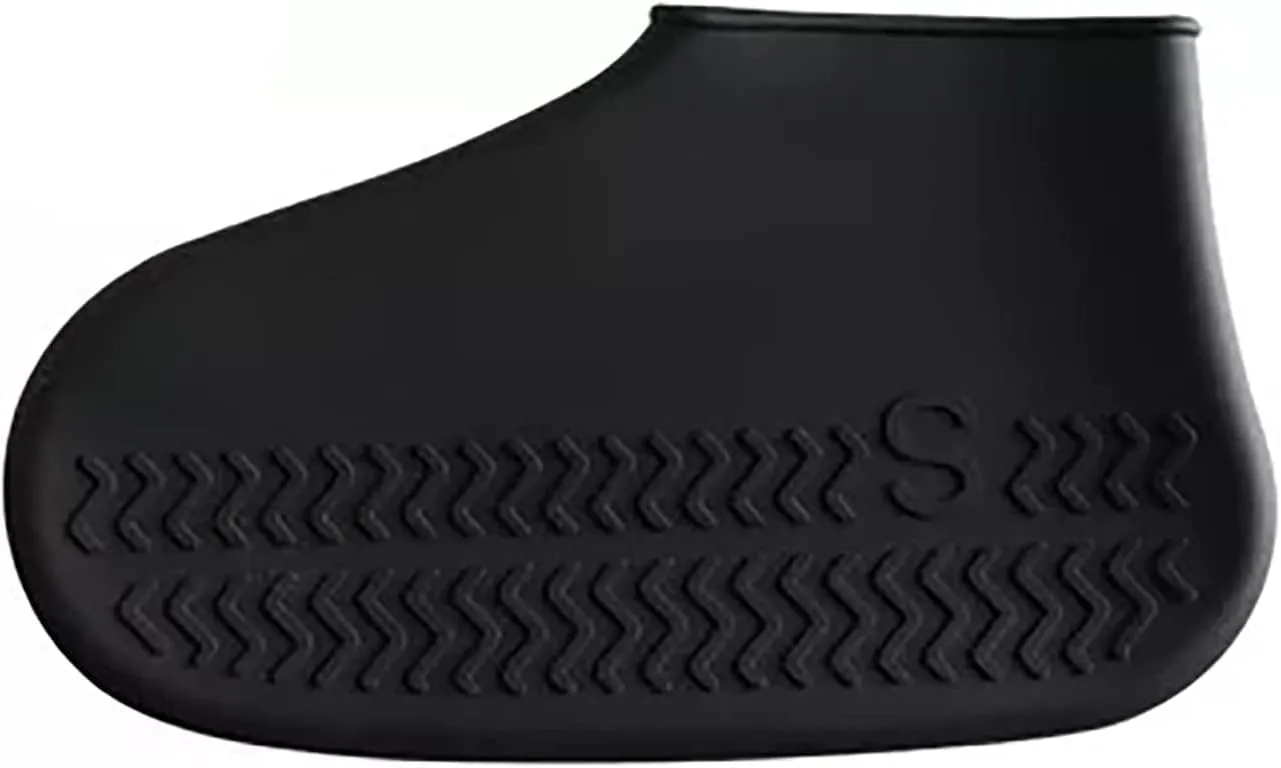 2 PCS Reusable Shoes Cover for Rain, Silicone Shoes Covers for Men Women, Non-Slip Outdoor Waterproof Shoe Protectors Black Large