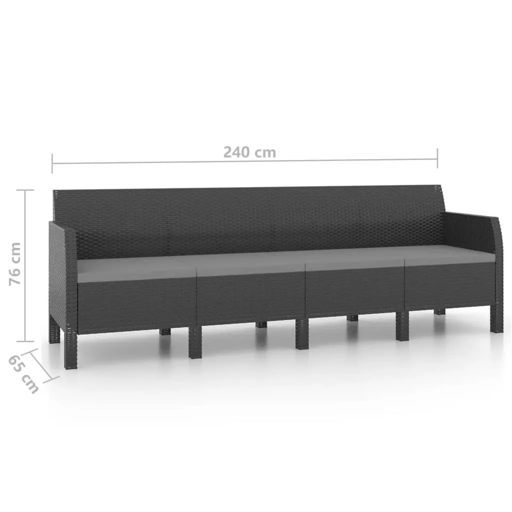 2 Piece Patio Lounge Set with Cushions PP Rattan Anthracite