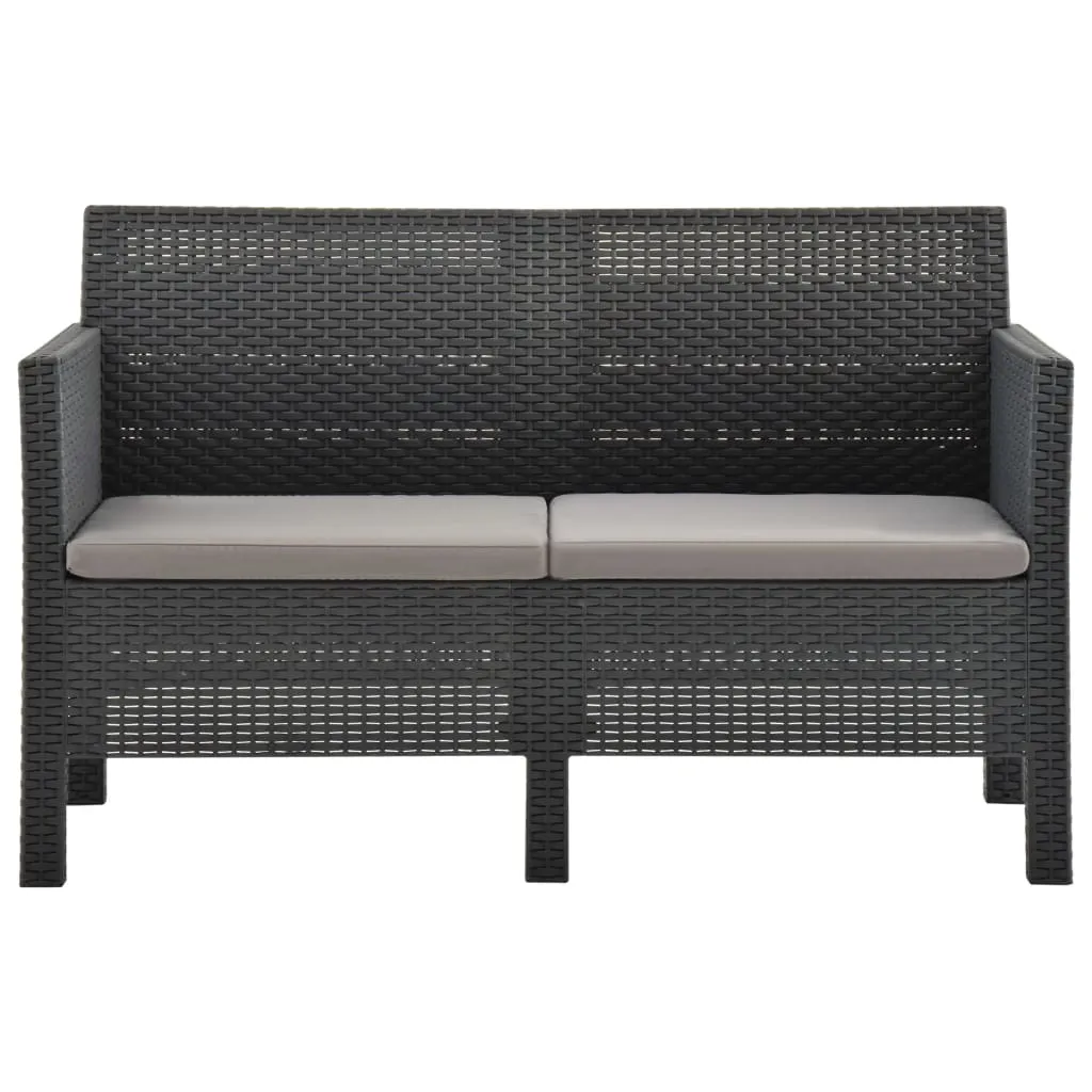 2 Piece Patio Lounge Set with Cushions PP Rattan Anthracite