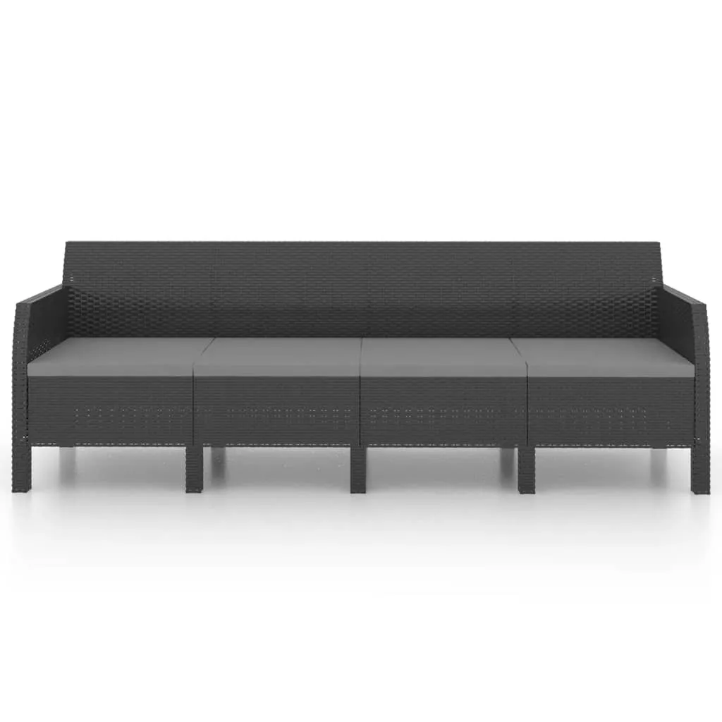 2 Piece Patio Lounge Set with Cushions PP Rattan Anthracite