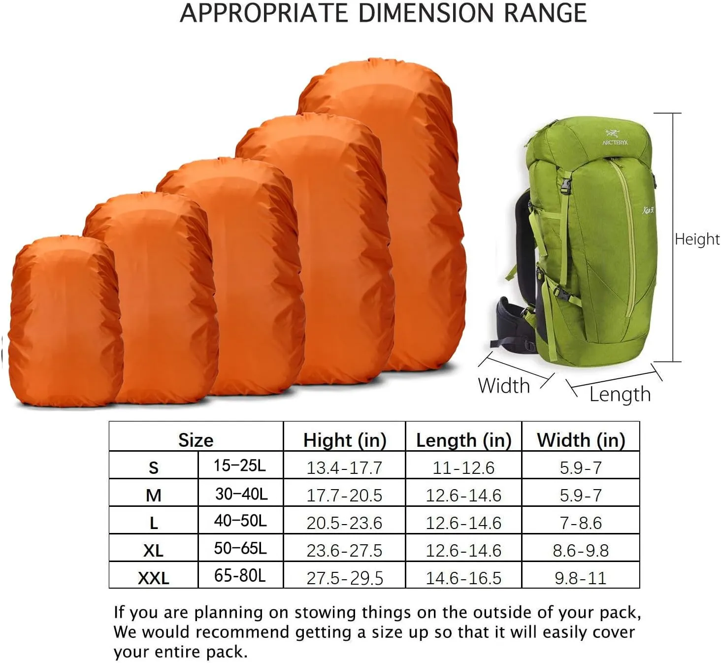 20-80L Waterproof Backpack Rain Cover with Storage Pouch and Adjustable Buckle Strap for Traveling Outdoor Hiking Camping