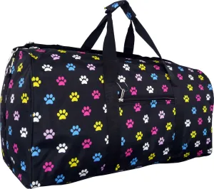 22 Inch Carry On Duffel Bag | Gym or Dance Bag by Unique Traveler (Multicolor Paw Print)
