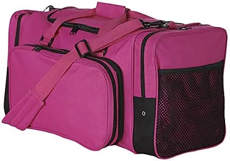 22" Blank Sports Duffle Bag Gym Bag Travel Duffel With Adjustable Strap and Removal Front Compartment (Maroon)