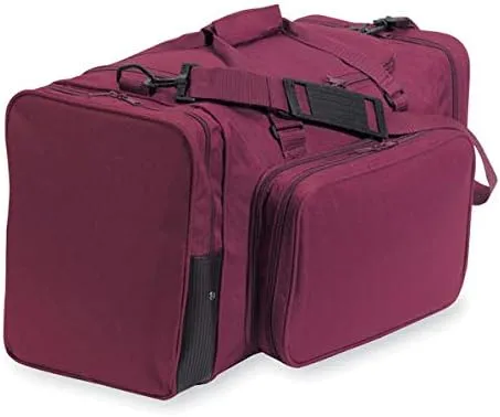 22" Blank Sports Duffle Bag Gym Bag Travel Duffel With Adjustable Strap and Removal Front Compartment (Maroon)