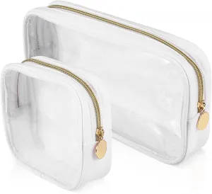 2pcs Makeup Carry Bag Clear Storage Bags for Travel Toiletries Cosmetics Durable Pvc Material Semi-transparent Design Portable Organizer for Women