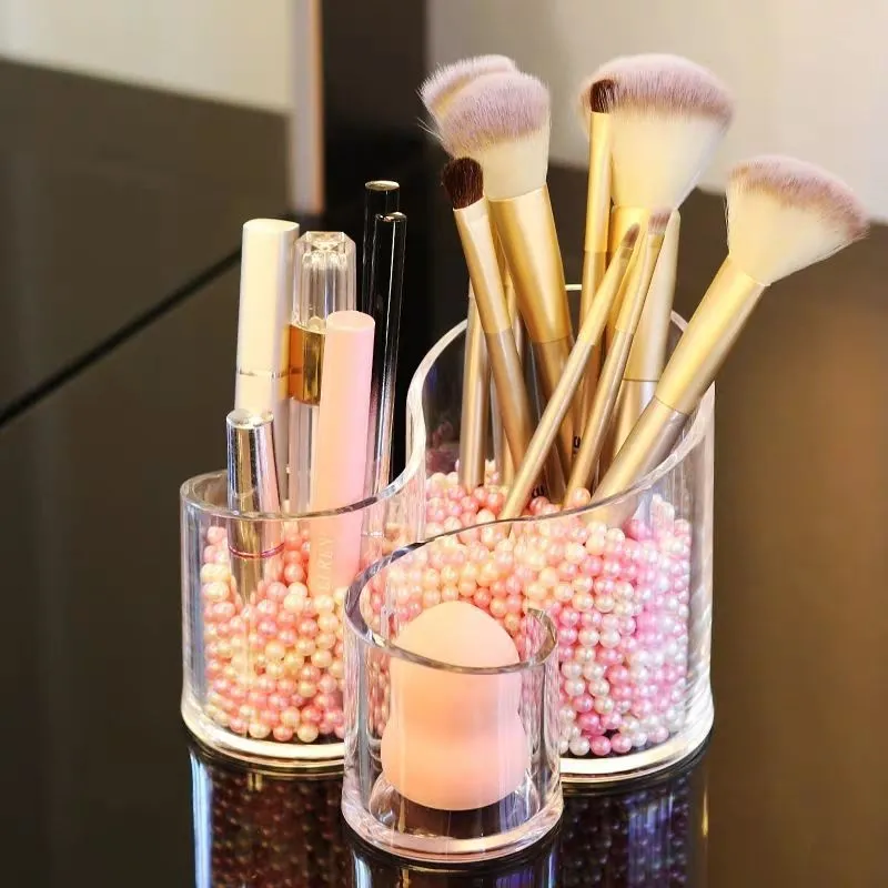 3 Compartments Transparent Acrylic  Cosmetic Organizer
