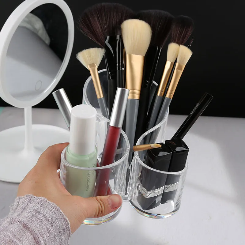 3 Compartments Transparent Acrylic  Cosmetic Organizer