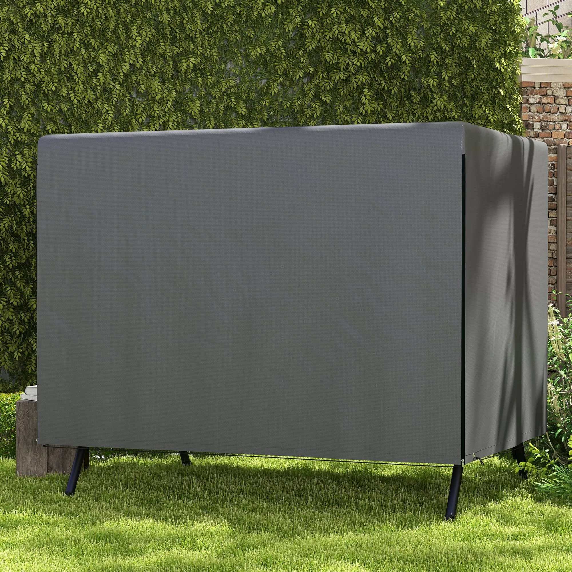 3-Seater Patio Swing Cover, Outdoor Garden Furniture Protection Hammock Glider Cover, Waterproof Dustproof Windproof, 85" x 61" x 59", Dark Grey