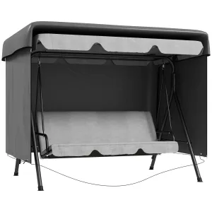 3-Seater Patio Swing Cover, Outdoor Garden Furniture Protection Hammock Glider Cover, Waterproof Dustproof Windproof, 85" x 61" x 59", Dark Grey