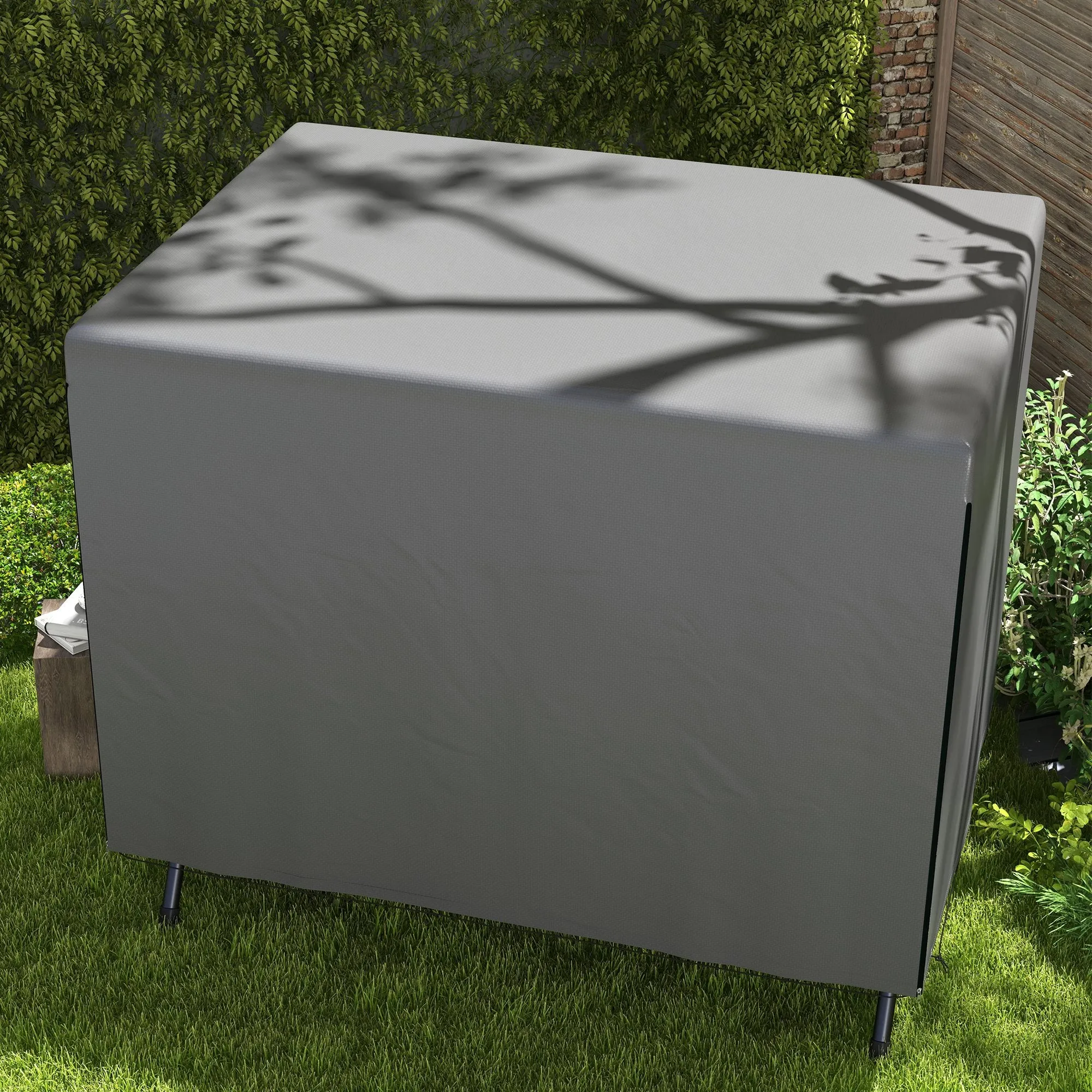 3-Seater Patio Swing Cover, Outdoor Garden Furniture Protection Hammock Glider Cover, Waterproof Dustproof Windproof, 85" x 61" x 59", Dark Grey