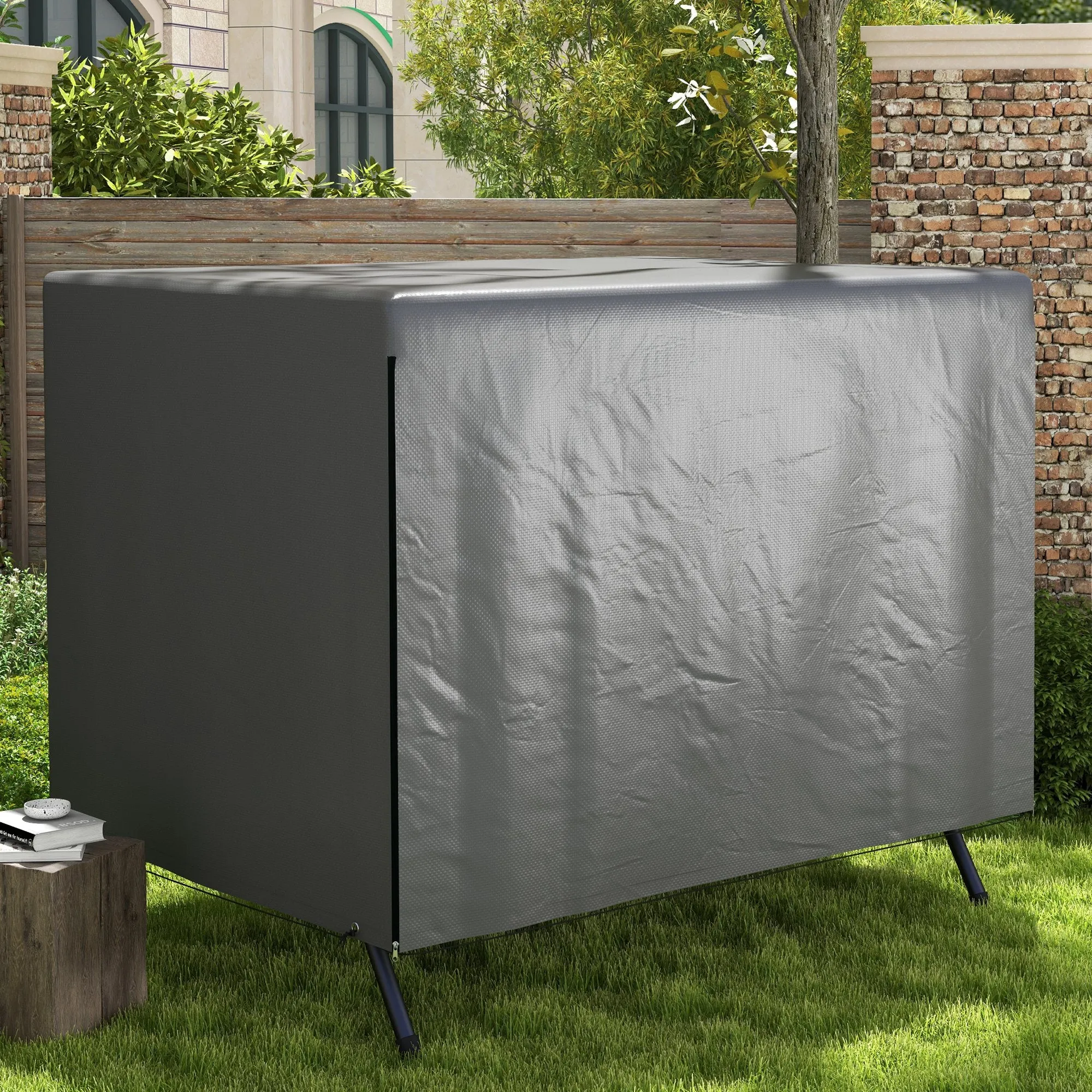 3-Seater Patio Swing Cover, Outdoor Garden Furniture Protection Hammock Glider Cover, Waterproof Dustproof Windproof, 85" x 61" x 59", Dark Grey